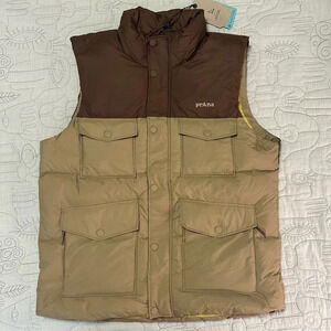 NWT Men’s Prana Timber Trail Vest Shire Colorblock Duck Down/Feather Fill